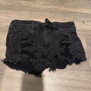 American Eagle Outfitters Black Distressed Jean Shorts